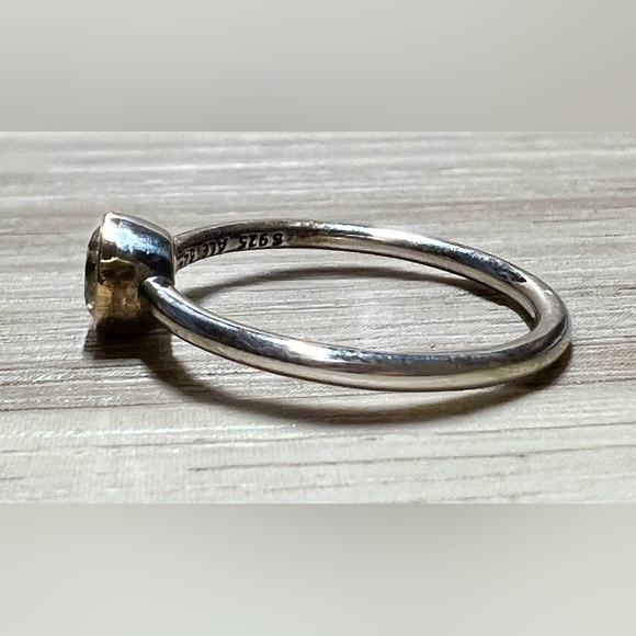 Designer Pandora Sterling Silver & 14k Gold Set Cubic Zirconia Ring, Size 6.5 - Picture 4 of 12